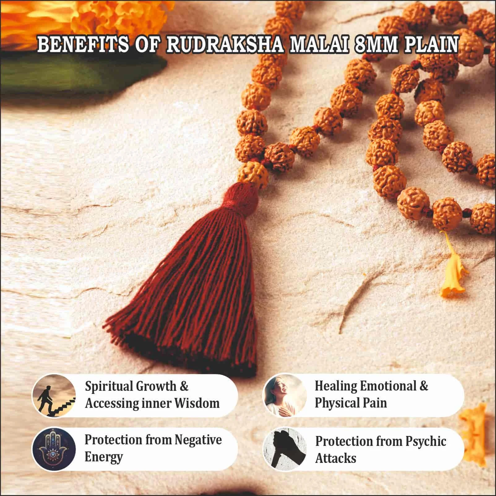 RUDRAKSHA MALAI 8MM PLAIN 