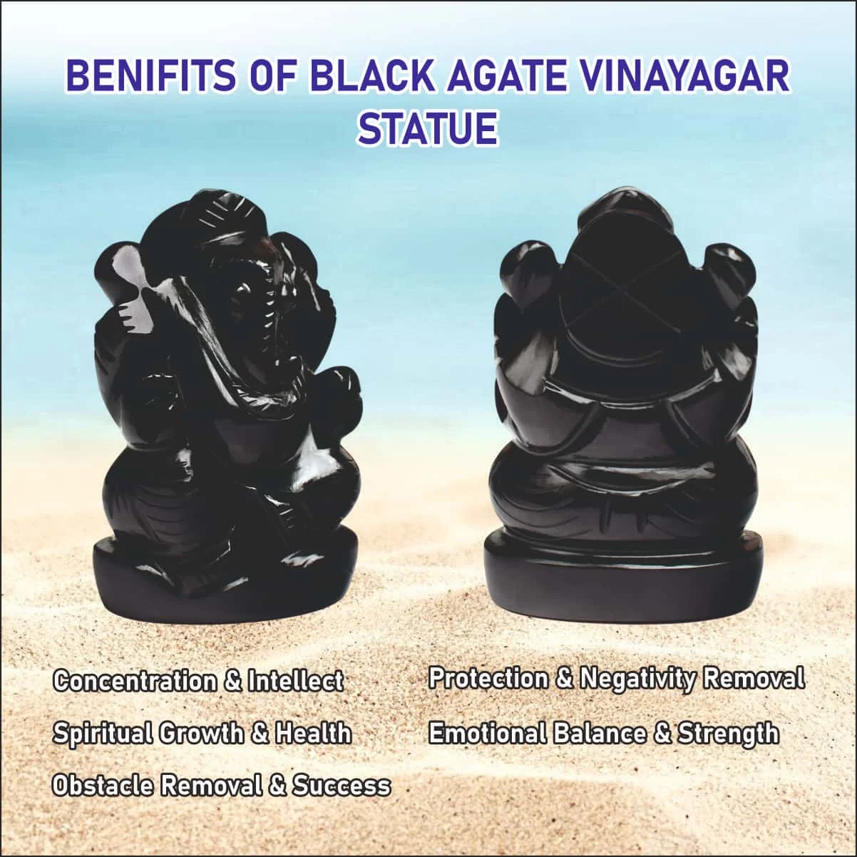 Black Agate Vinayagar Statue