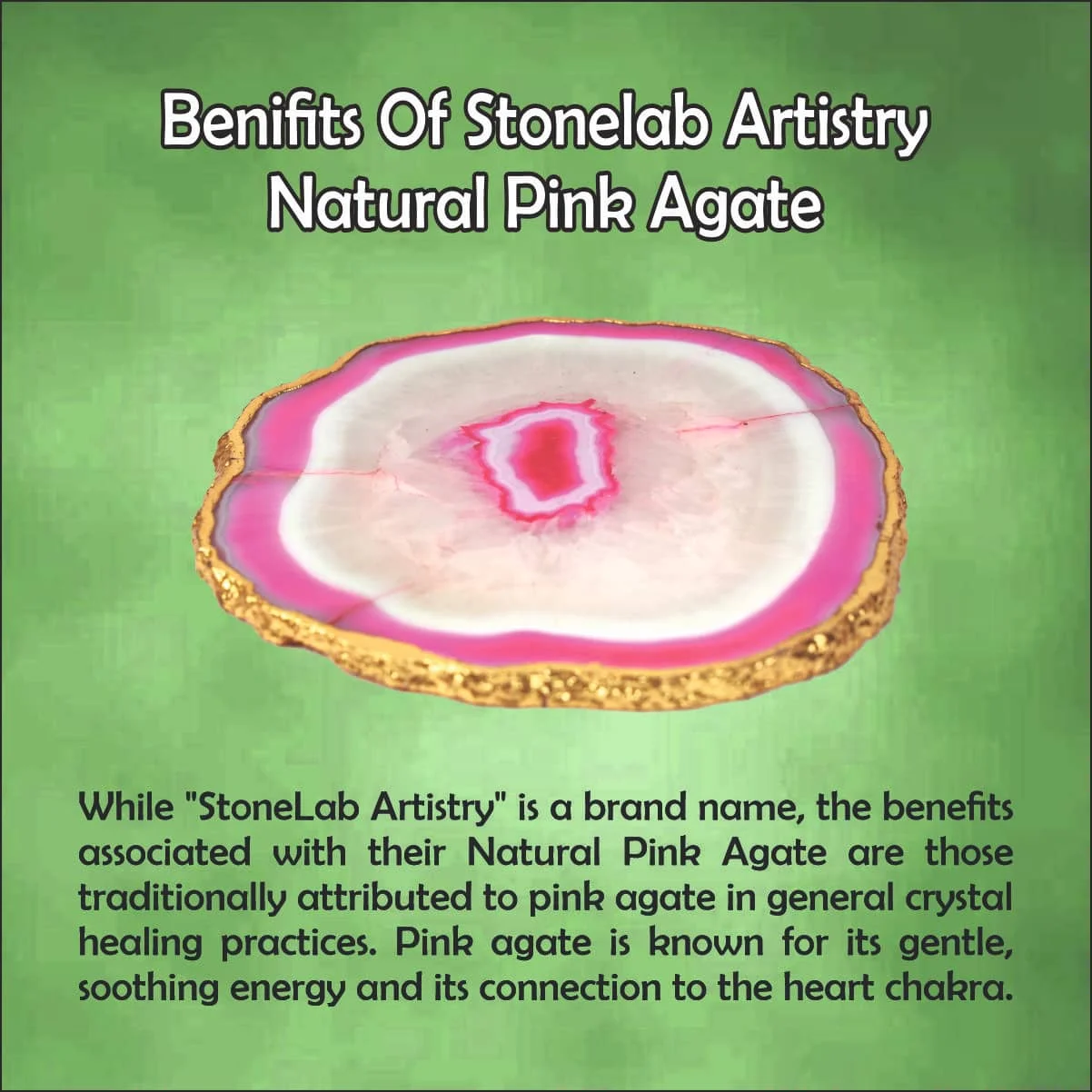 PINK AGATE STONE GOLD PLATED COASTER